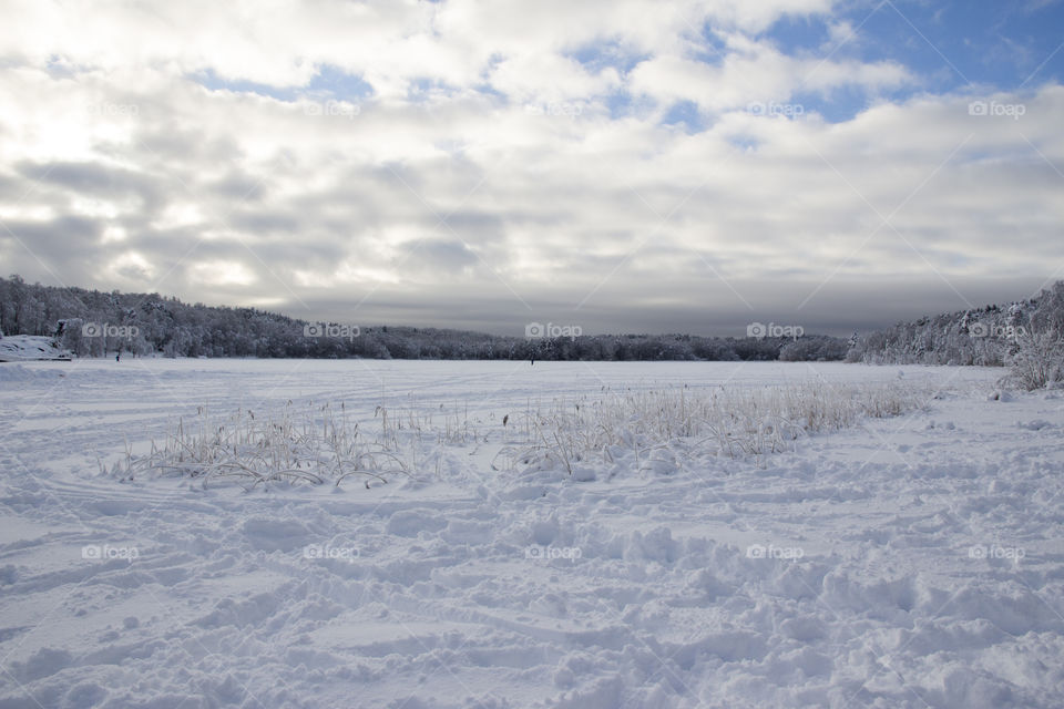 Winter - lake - lots of snow - vinter snö sjö skog