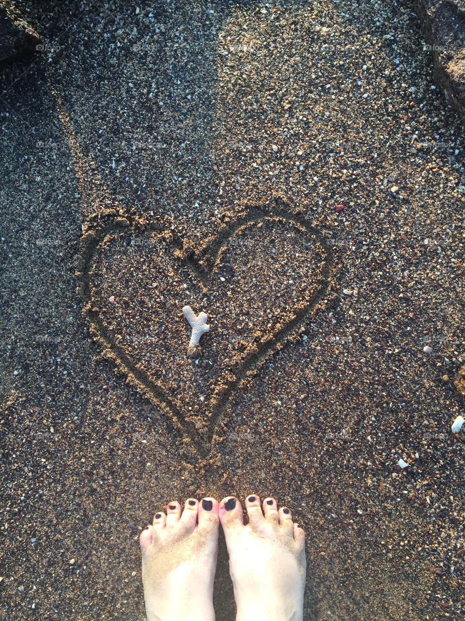Hearts in sand