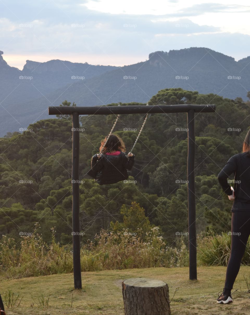 Campos of Jordão SP Brazil-03 of may of 2021: view of a mountain known as Pedra do Baú watching the sunset.