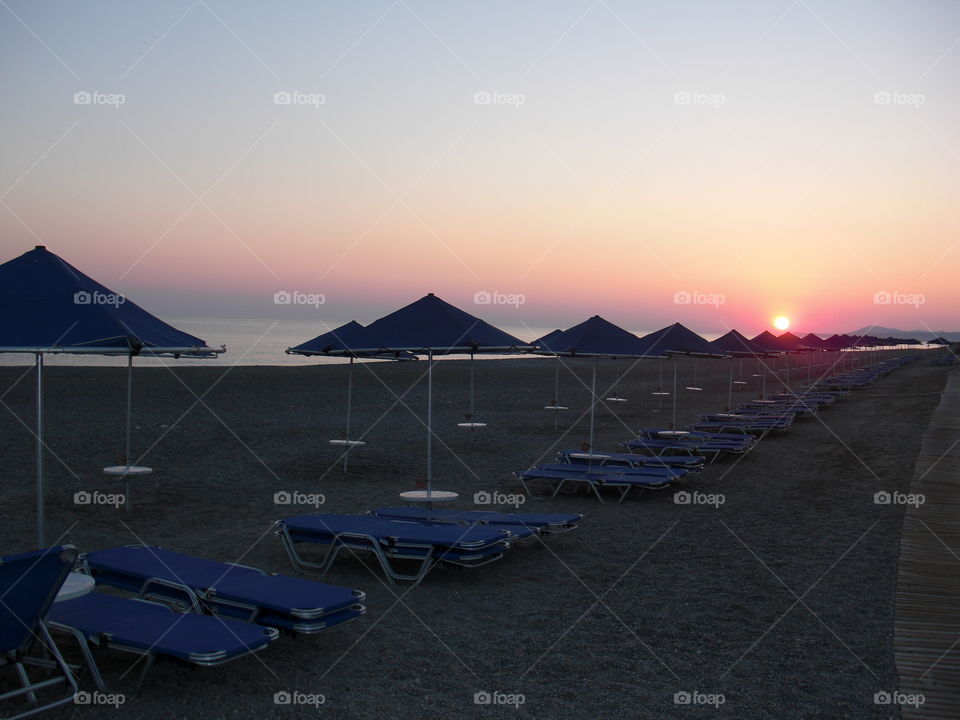 Sunrise on Rhethymno beach in Crete
