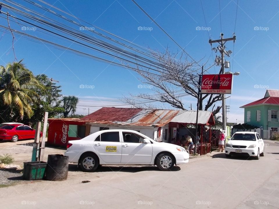 Photo from moving car traveling in Roatan, Honduras