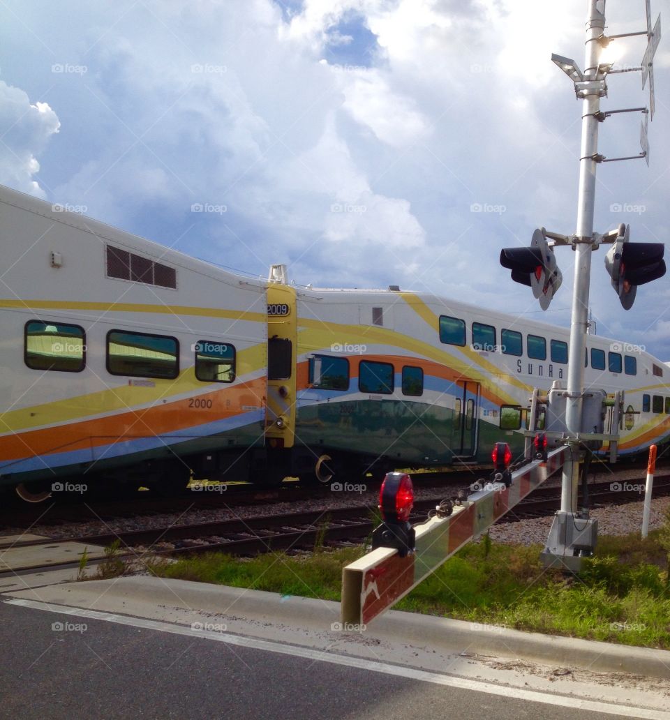 Train crossing the road