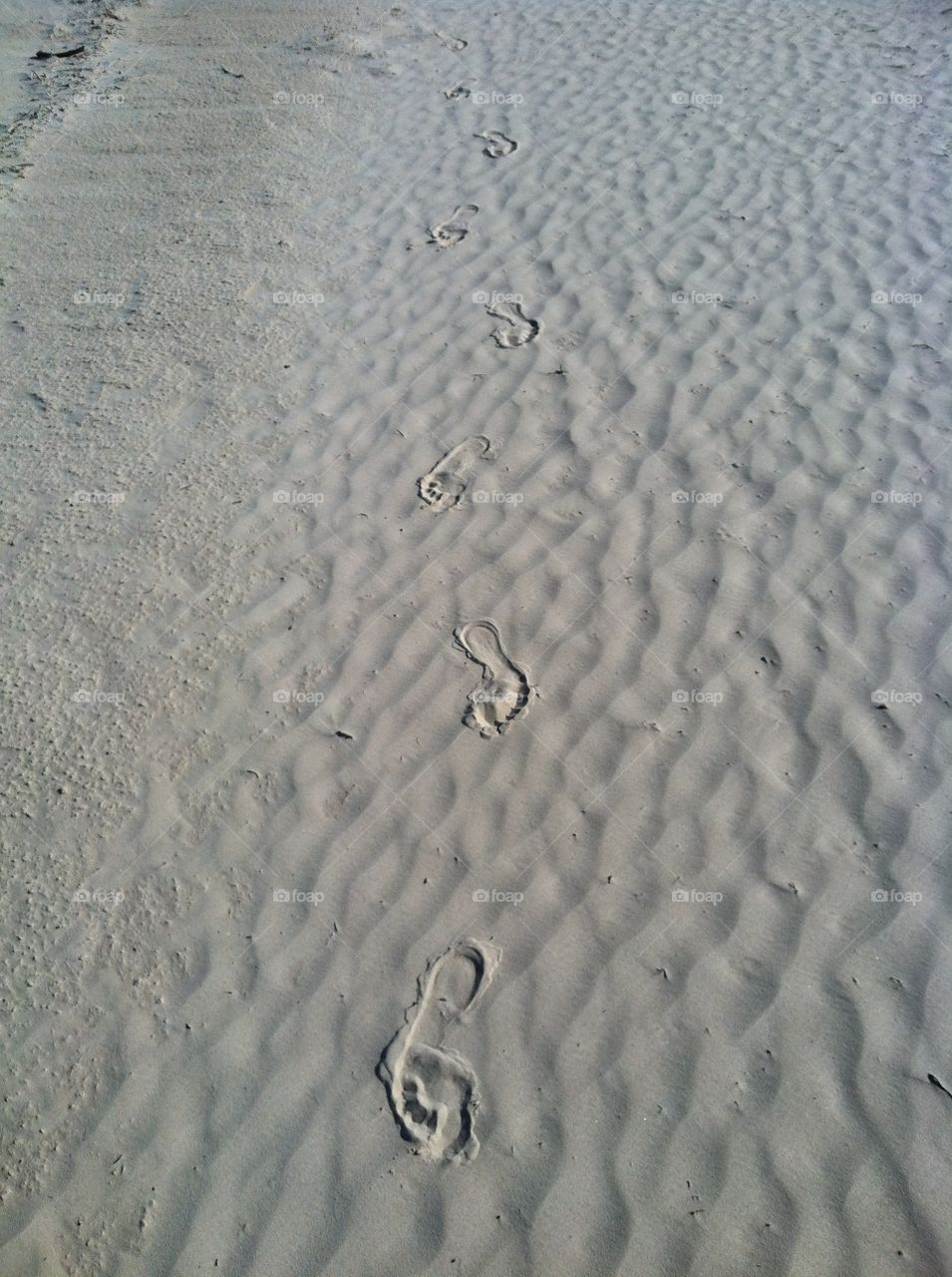 Foot prints. Foot prints on a sandy beach