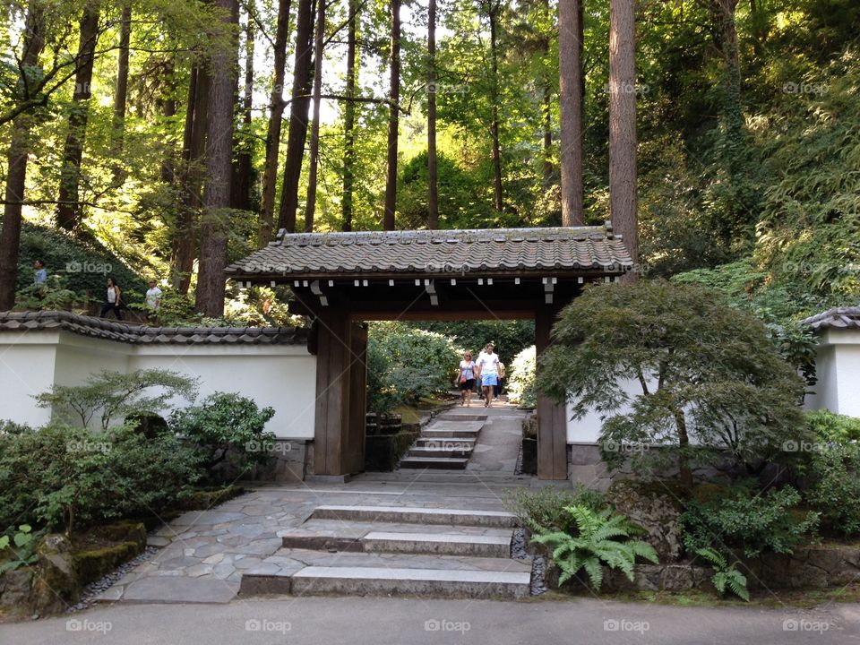 Japanese Garden entrance in Portland Oregon 