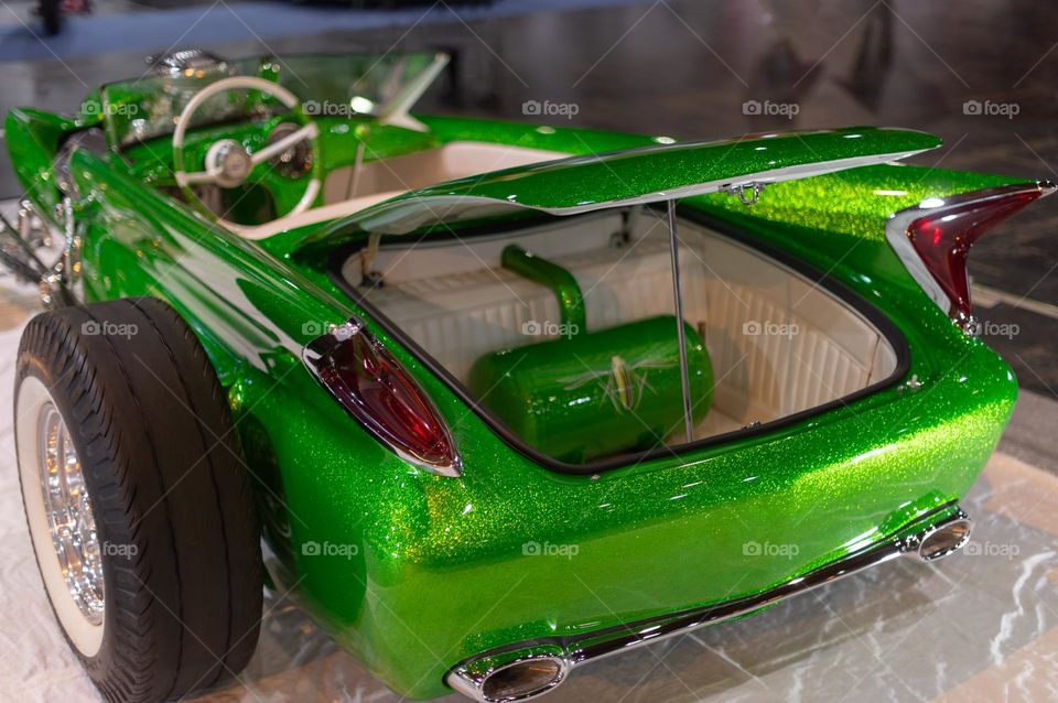 Green color retro car