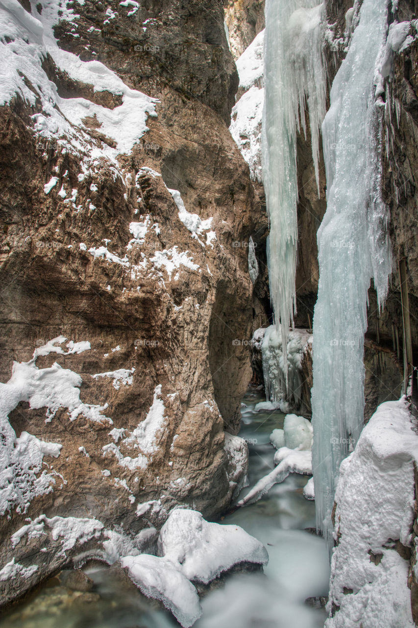 Frozen waterfalls