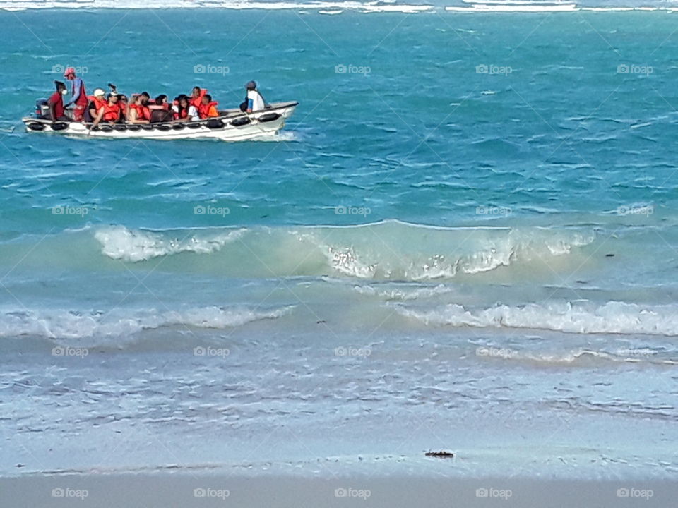 tourists in a boat Dominican Republic