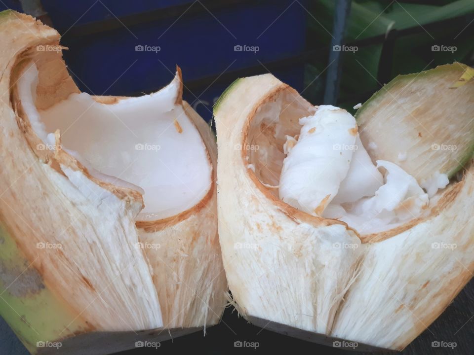 Freshly cut coconut