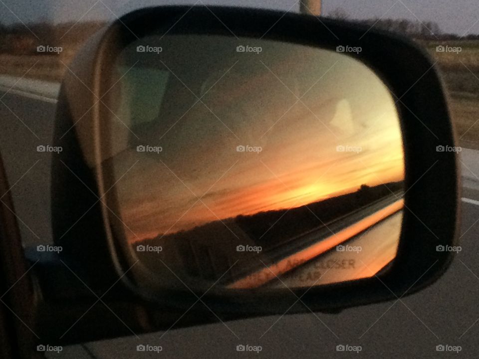 Sunset rear view mirror 