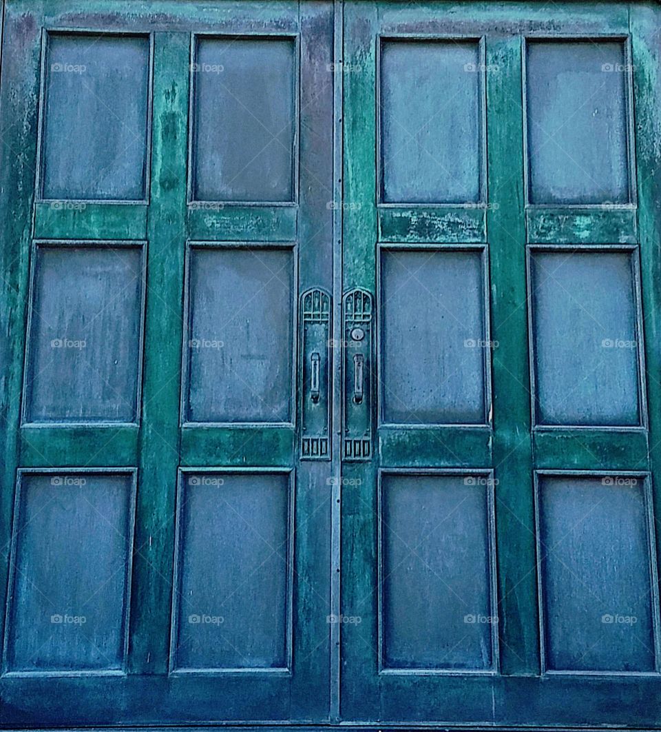 Old Wooden Teal Doors