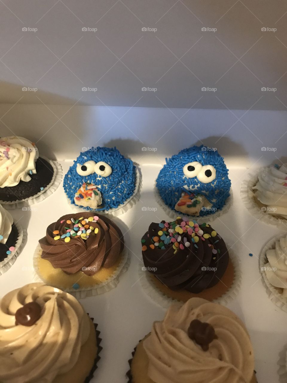 Sad Cookie Monster cupcake