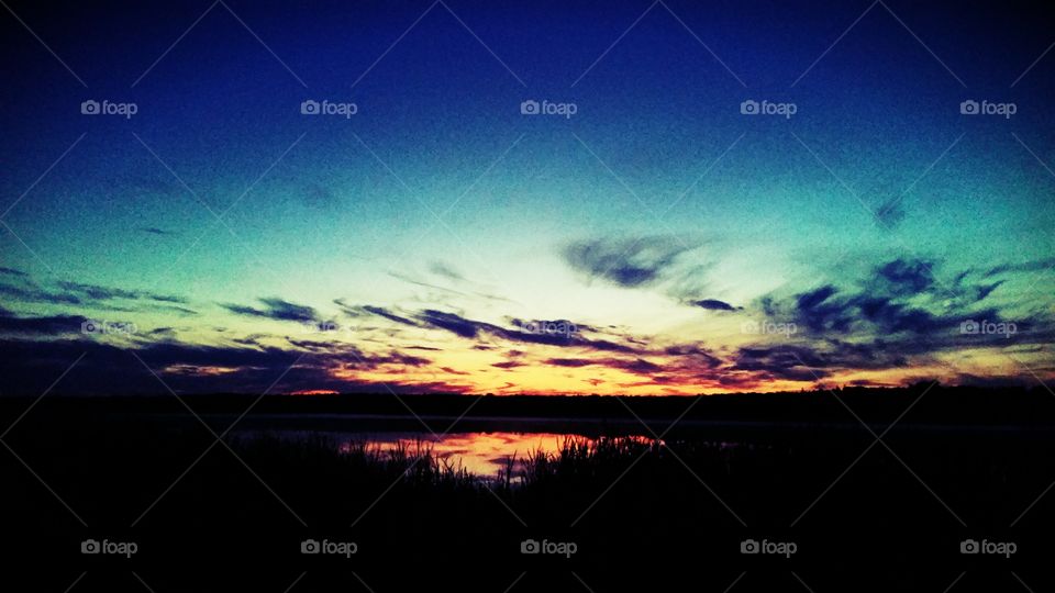 Sunset and lake 