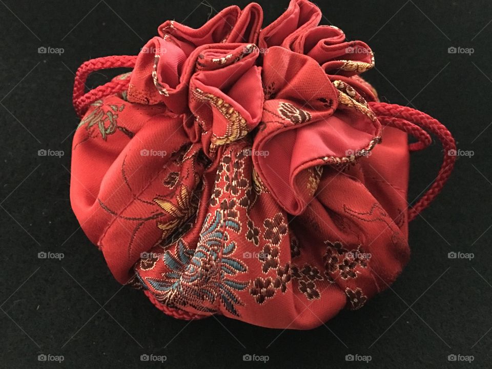 Red silk pouch