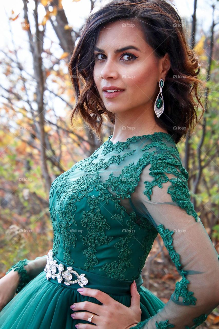 Beautiful Afghani woman in green