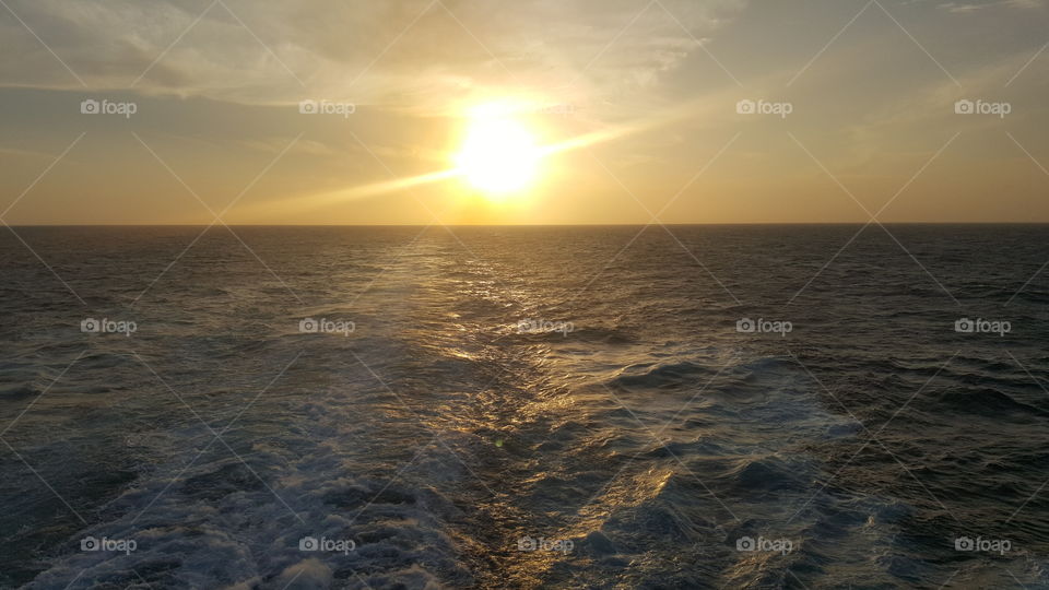 sunset on the open sea