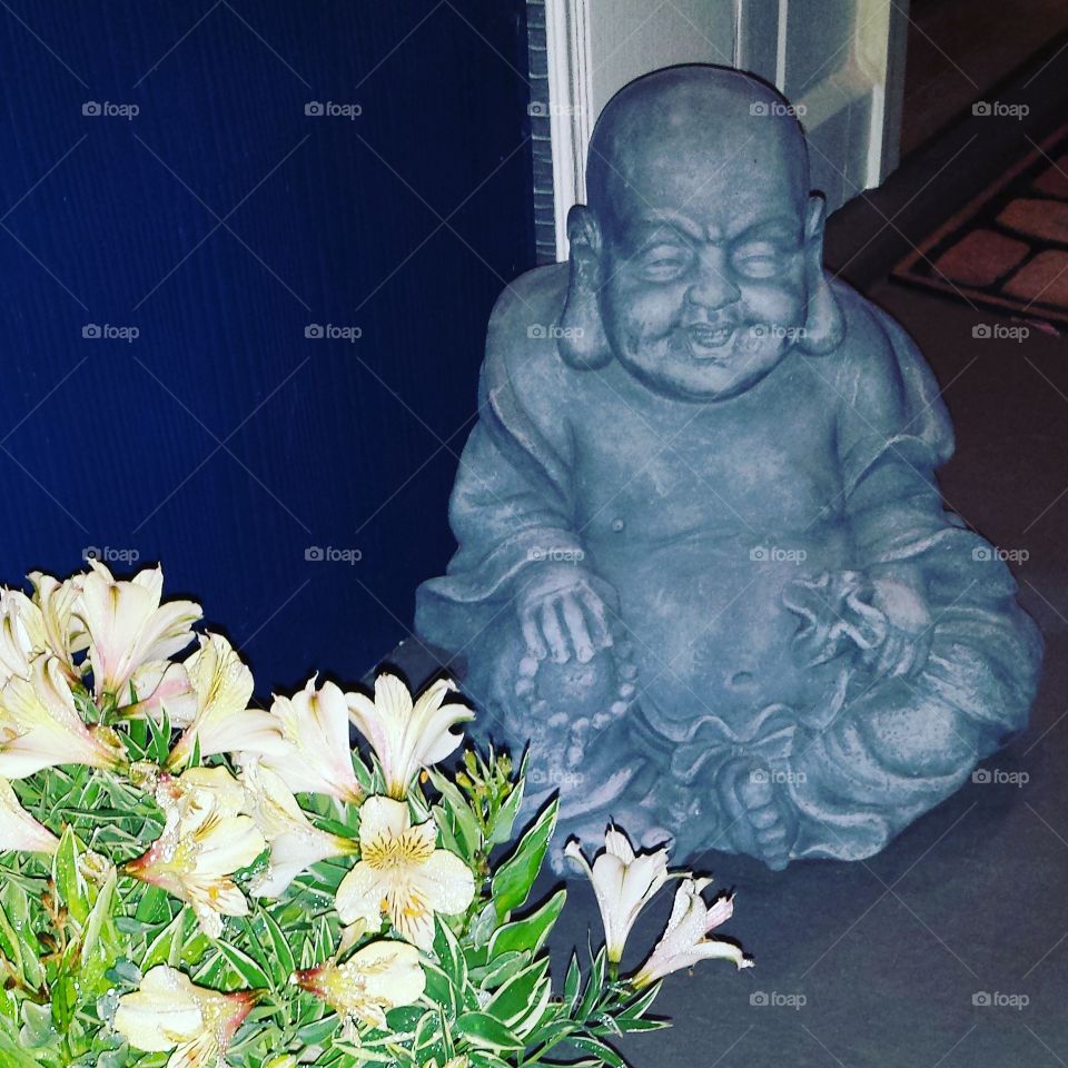 Buddha. Rainy night Buddha