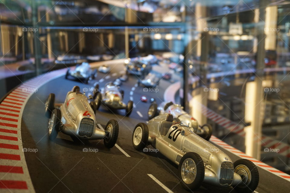 Toy racing. Exhibition Daimler museum at Stuttgart