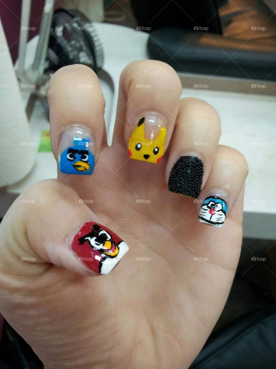 Cartoon characters on the nails