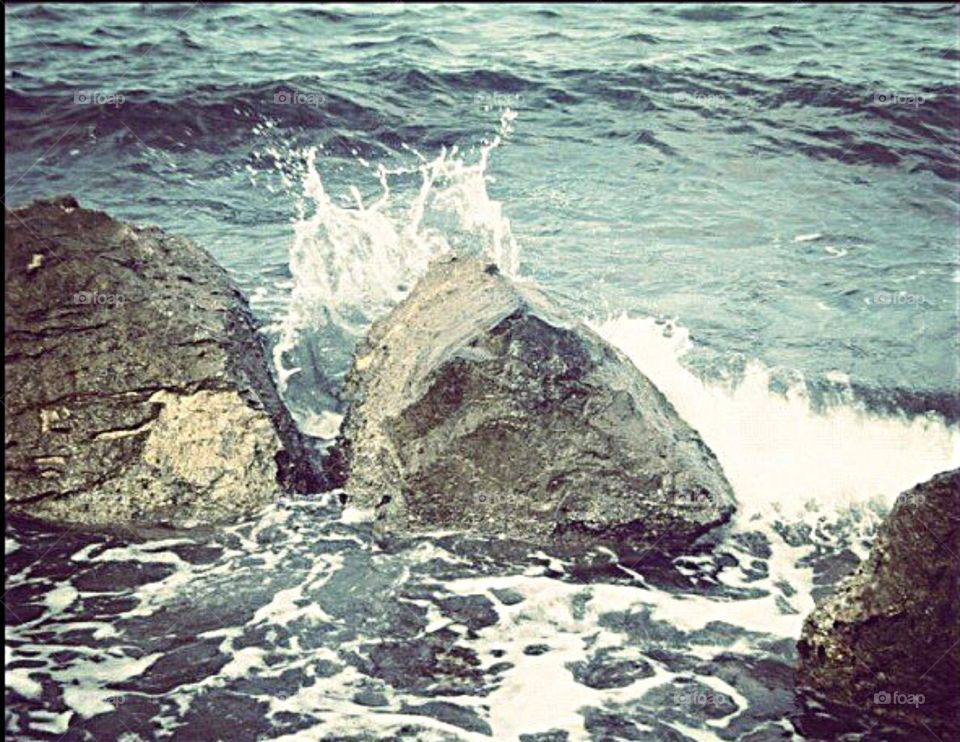 Crashing waves upon the island of Crete. 