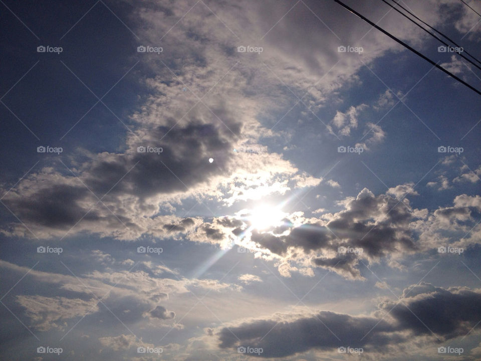 sky blue white clouds by vickikl3