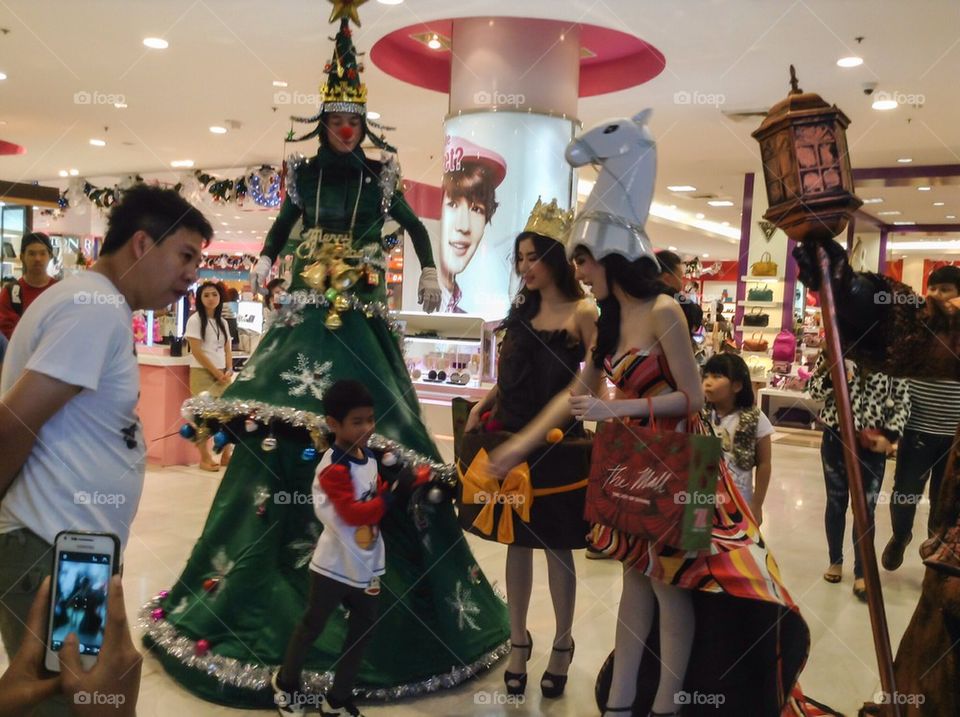 Bangkok, Thailand - December 31, 2013 :Merry Christmas mascots in