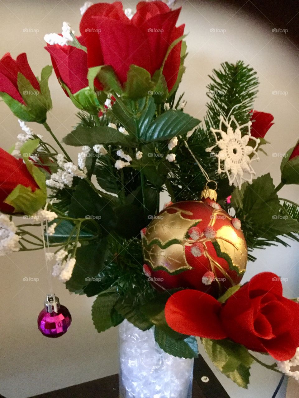 Ornaments with pine branches and Rose 
