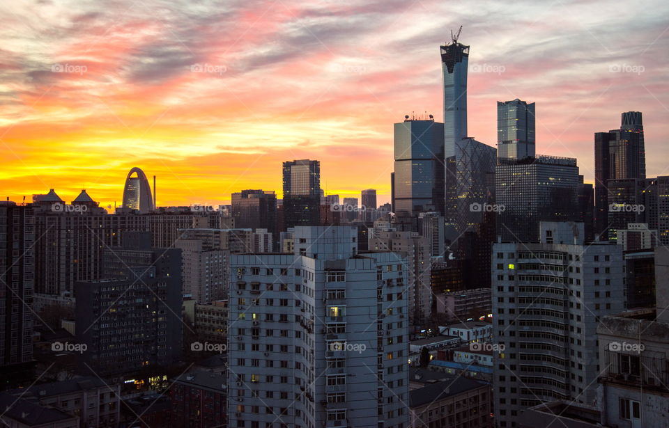 Beijing, skyline, a colorful morning