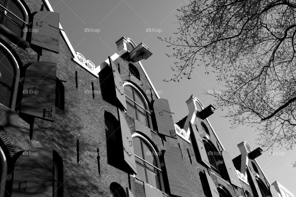 Old warehouse buildings in Amsterdam, the Netherlands 