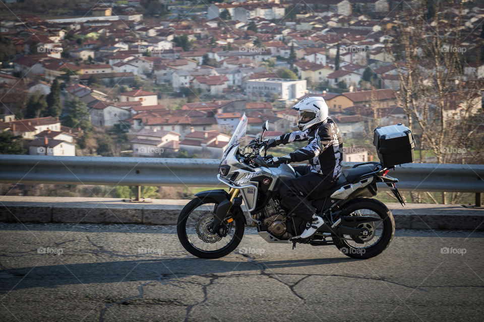 Traveling on a motorcycle 