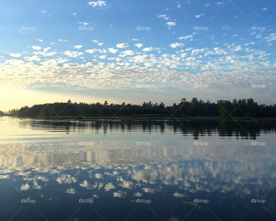 Reflection shot of sky and riverside