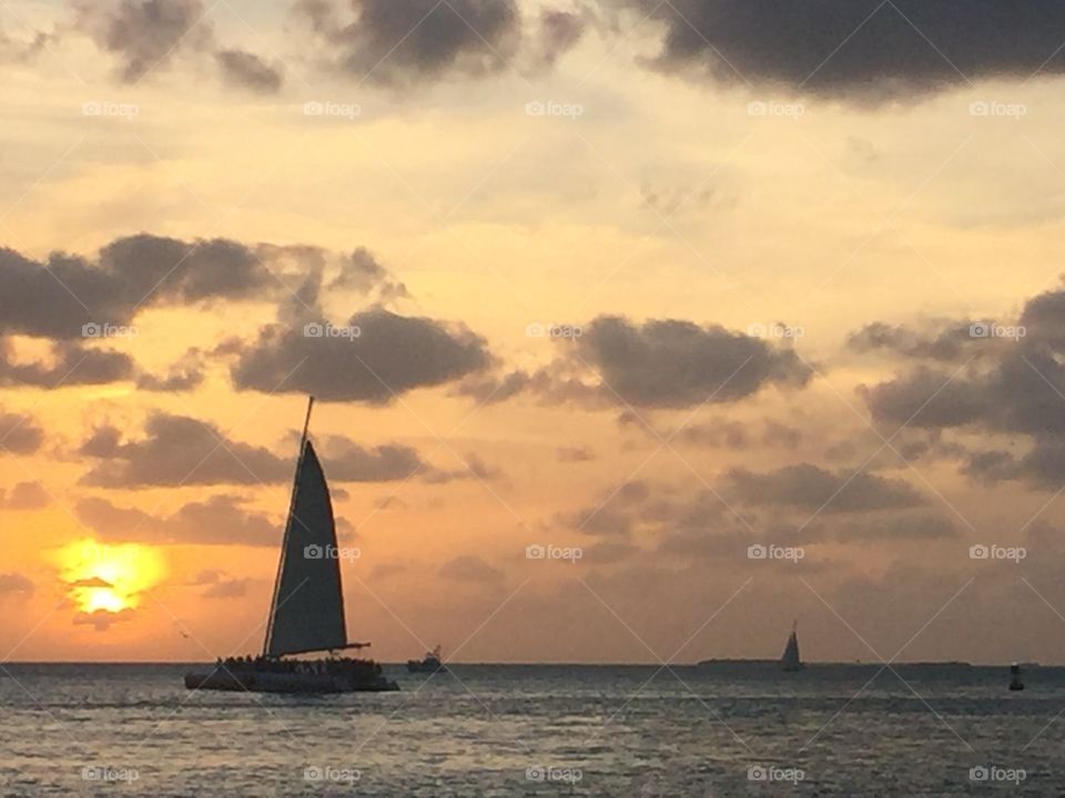 Sunset from a ship in Key West, Florida, USA