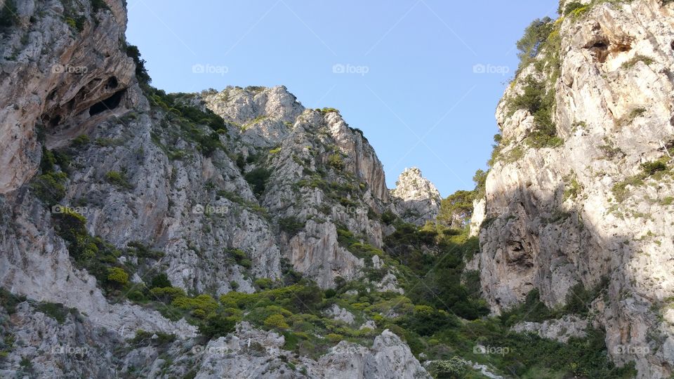 cliffs in Capri. boat tour around Capri