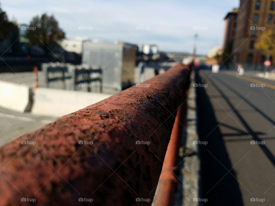 Rusty railing in downtown Roanoke Virginia