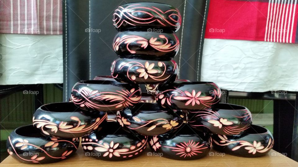 beautiful carved wooden bangles