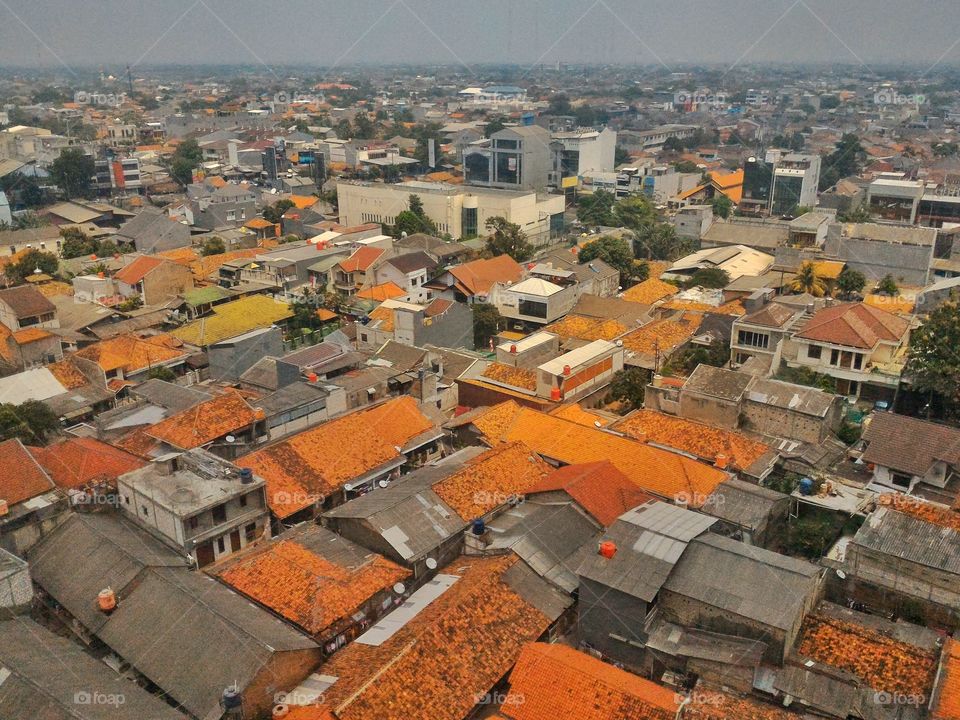 The brick roofs of houses