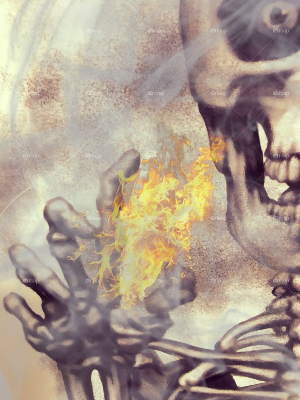 Skeleton with fire 