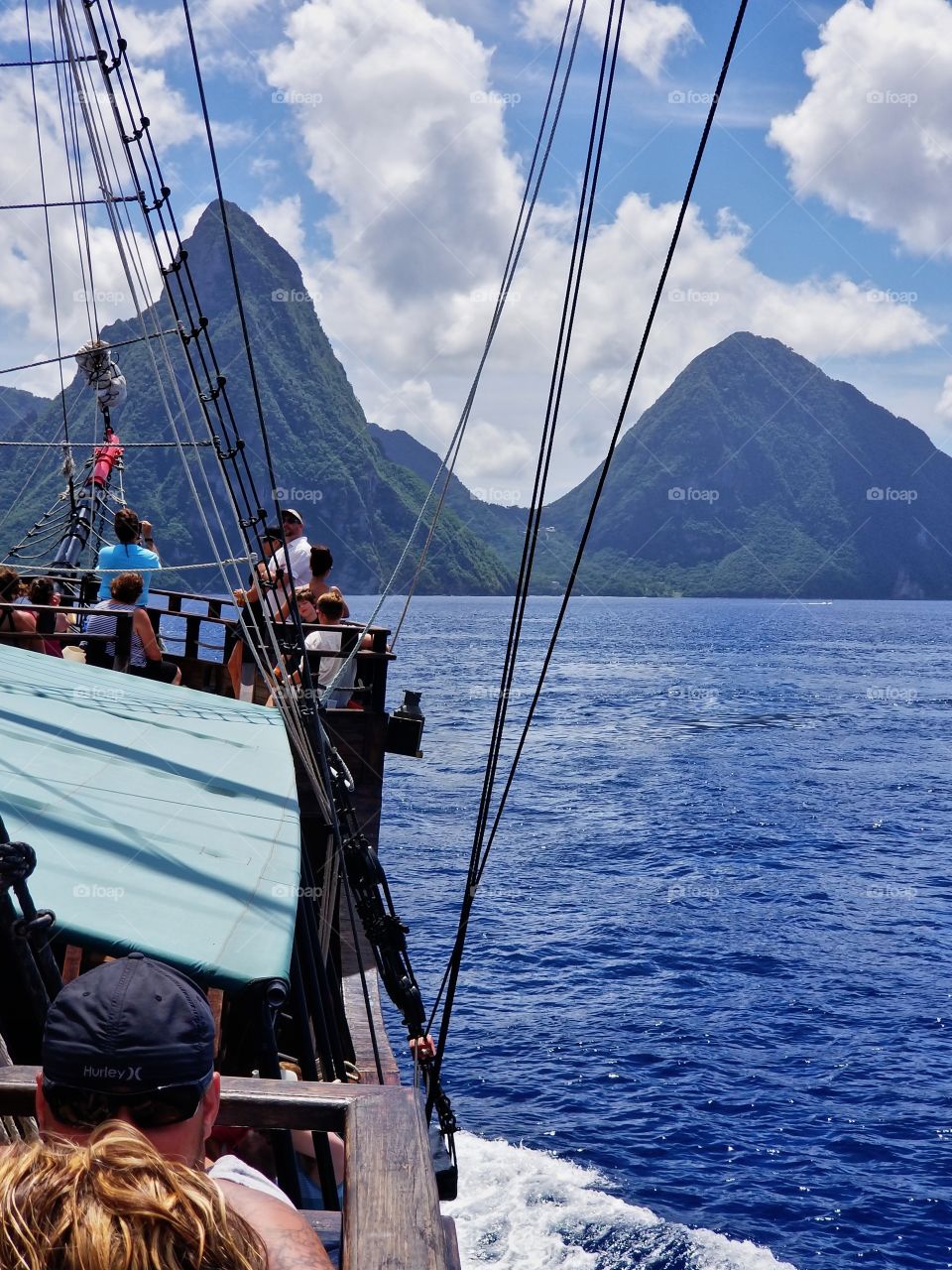 This is a dream come true..Seeing the pitons up close..Last time I was on a speed boat and I couldn't get photos😏.So this time I choose a slow boat..a pirate ship🤗