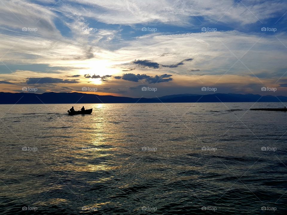 Sunset over lake Ohrid Macedonia