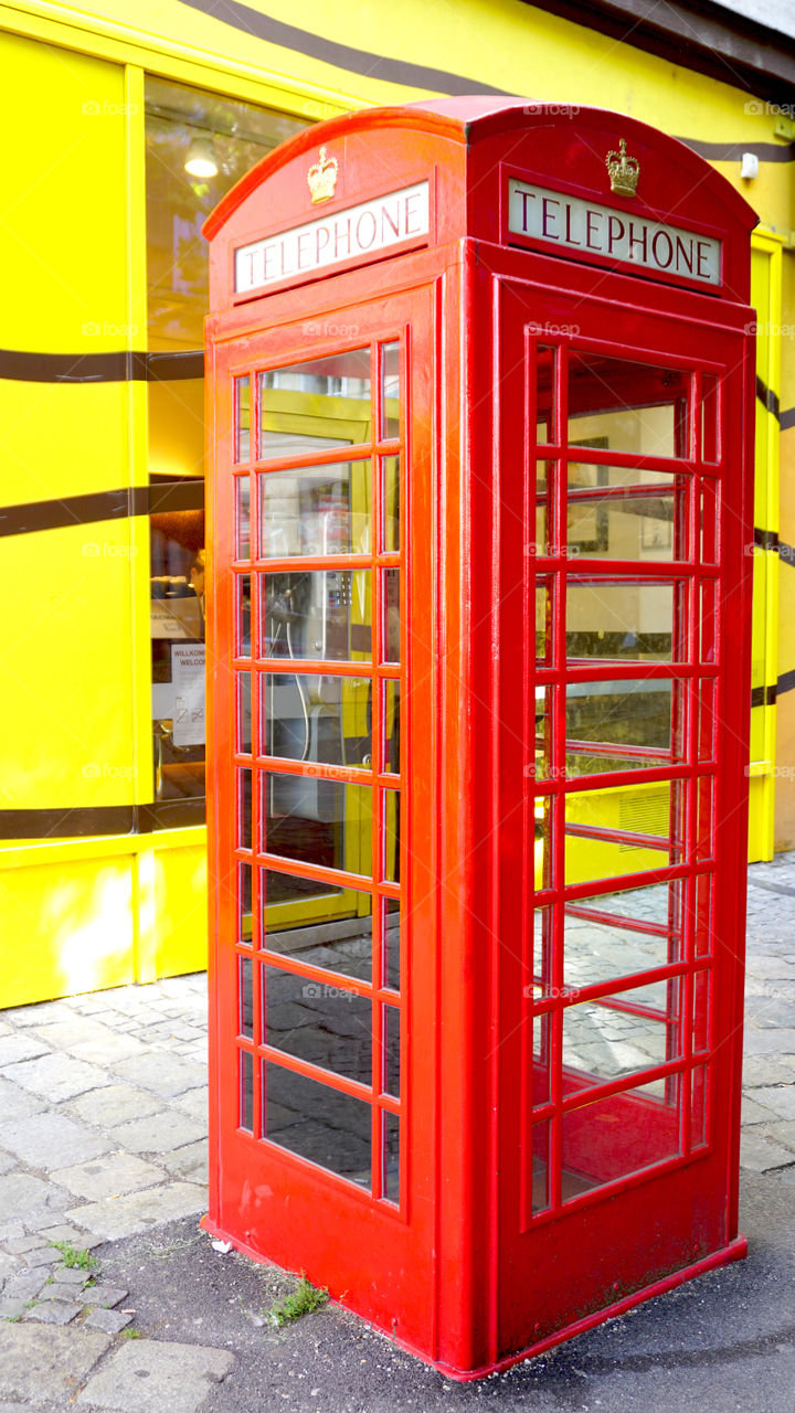 Red vintage Telephone booth 