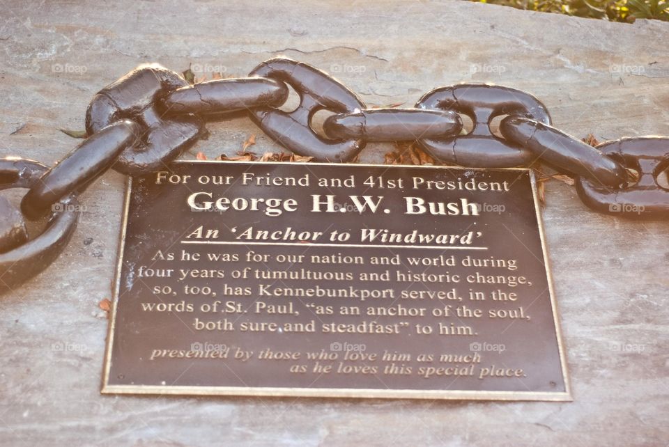 George H. W. Bush Plaque on the Shore of Kennebunkport Maine