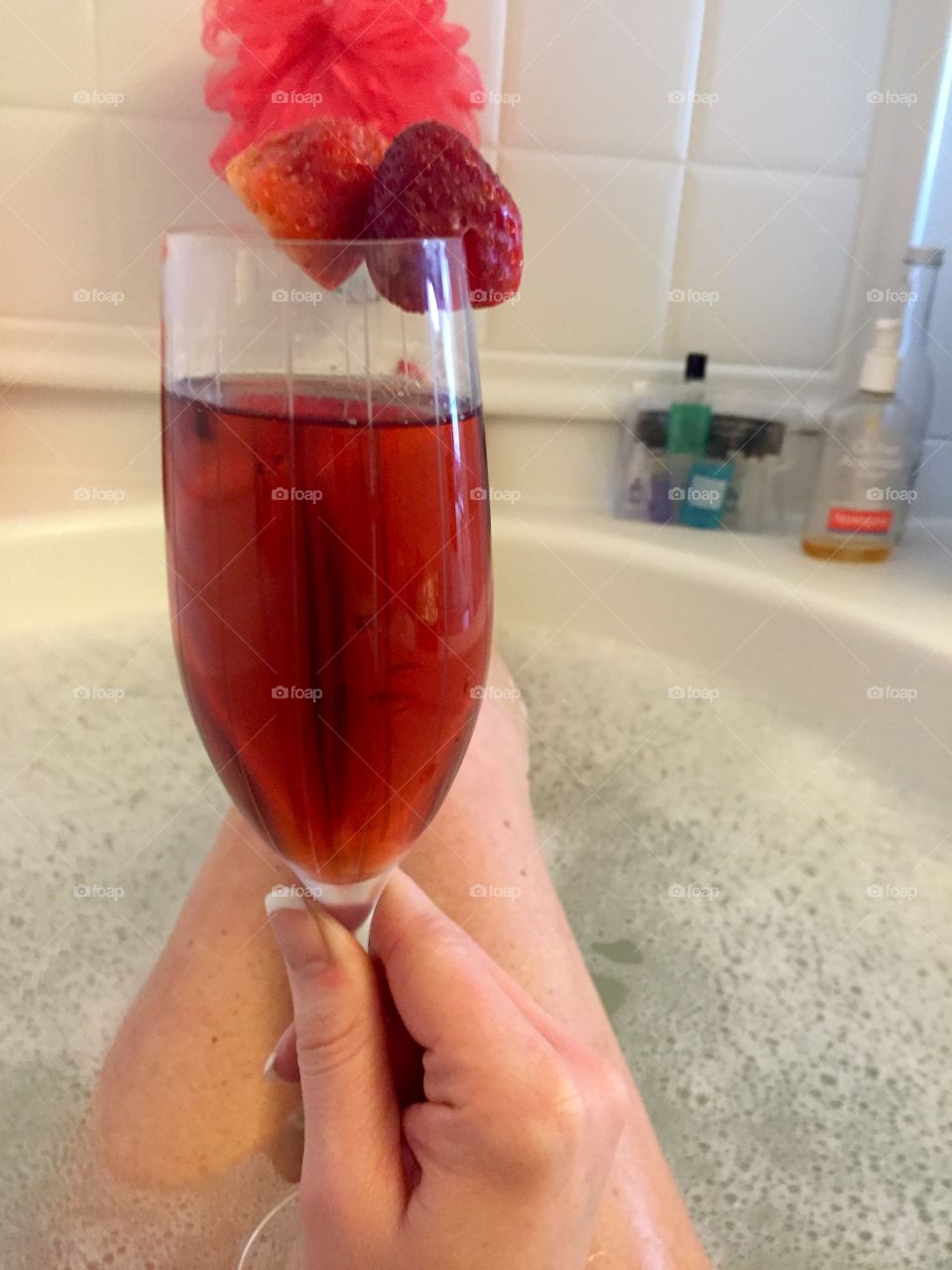 Nothing quite like. Bubble bath with a cranberry mimosa