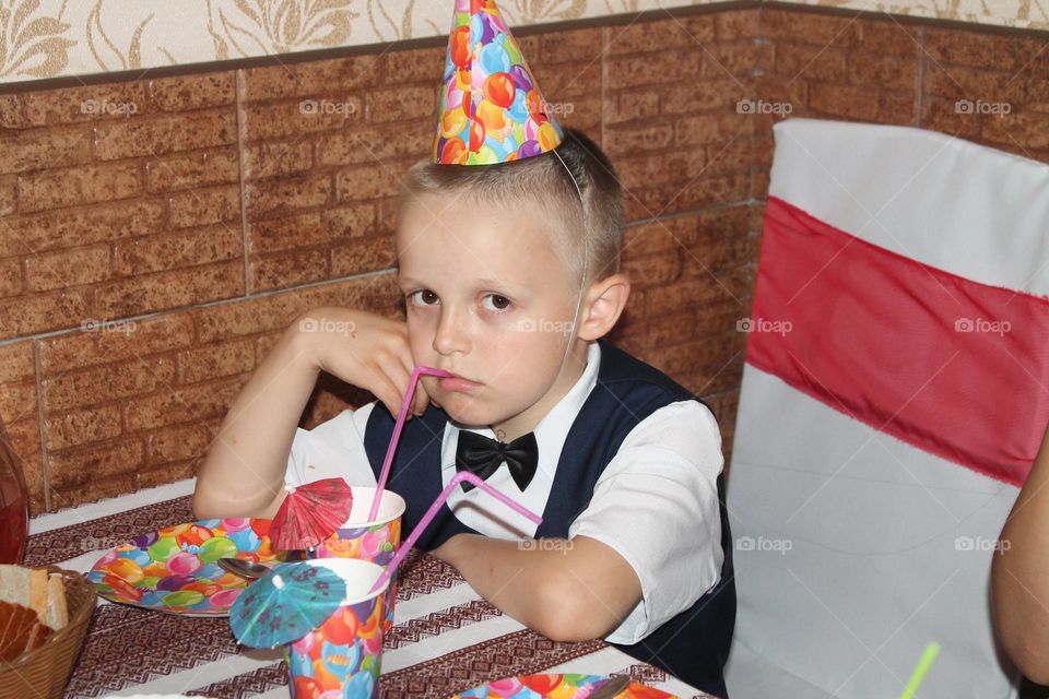 The emotion of sadness on the face of a little boy