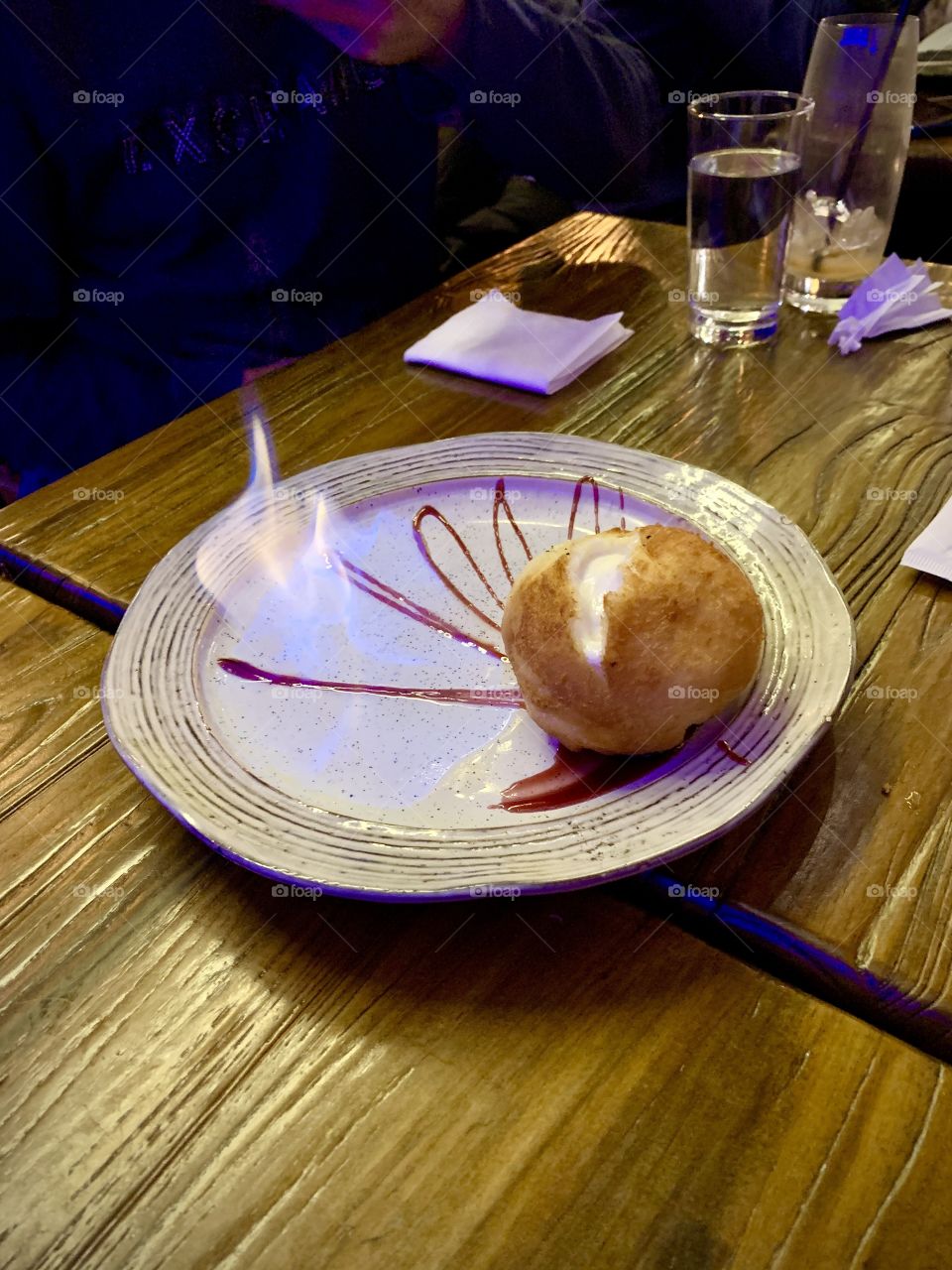 Fried ice cream with fire