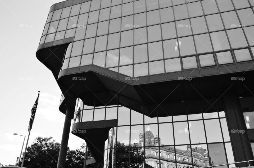 black and white architecture. a mirror image of modern architecture in England