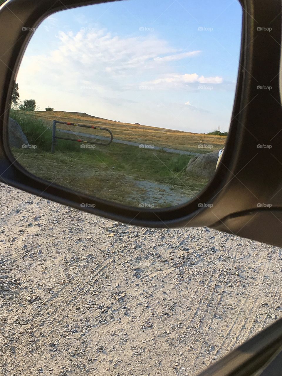 Beautiful landscape and sky via mirror 