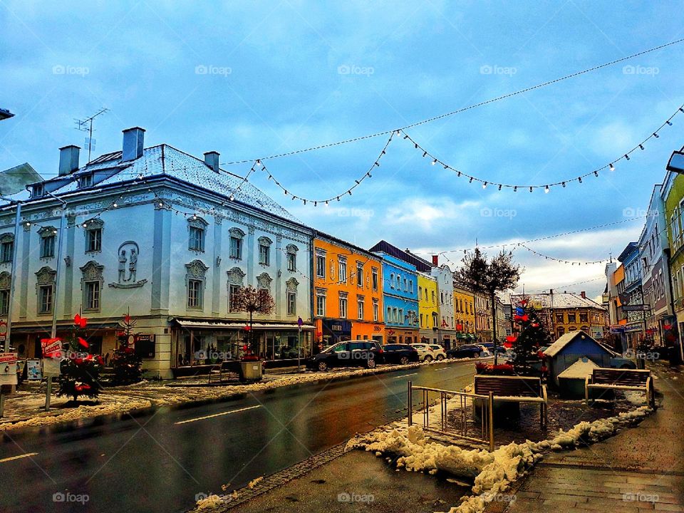 Colorful city during holiday season