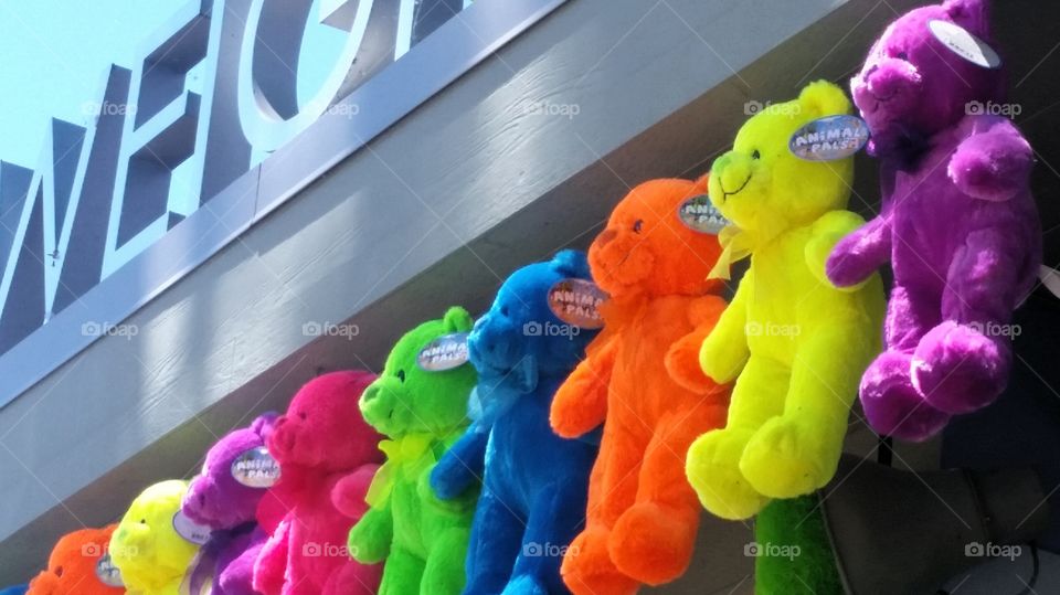 colorful bears on display st a carnival game