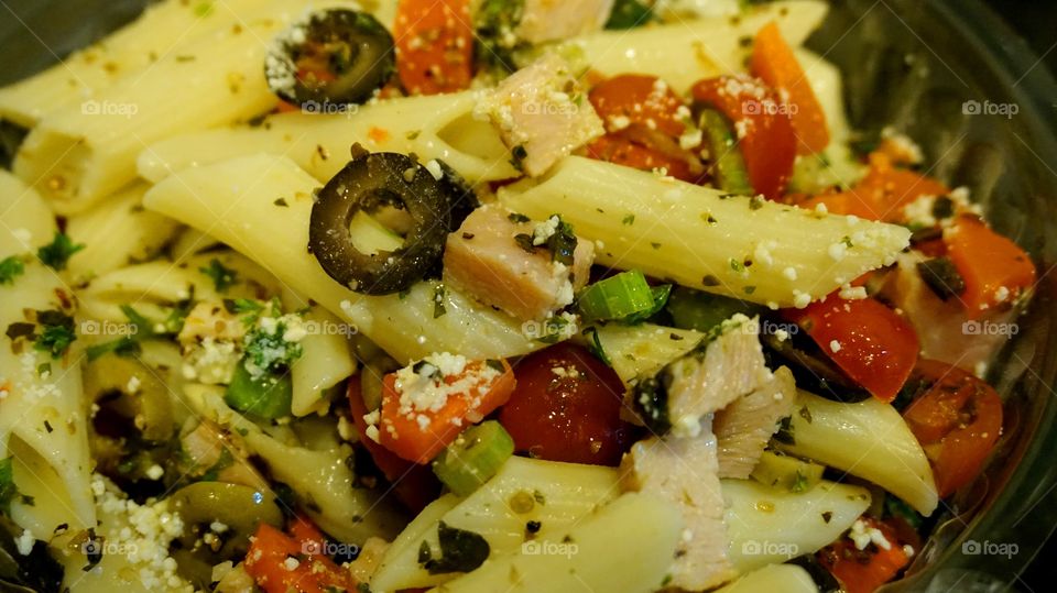 Pasta Salad with ham and olive