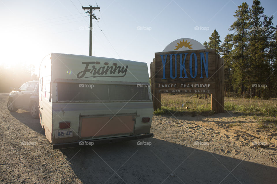 Travel Trailer and Yukon Sign