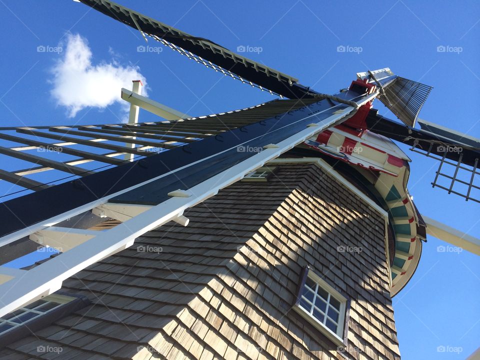 Low angle view woof windmill